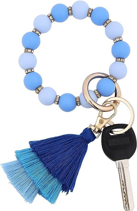 Wholesale Cow Print Leopard Print Tassel Silicone Beaded Wrist Keychain